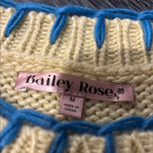 Bailey Rose  Blue and Cream Fish Pattern Sweater medium - Picture 2 of 3